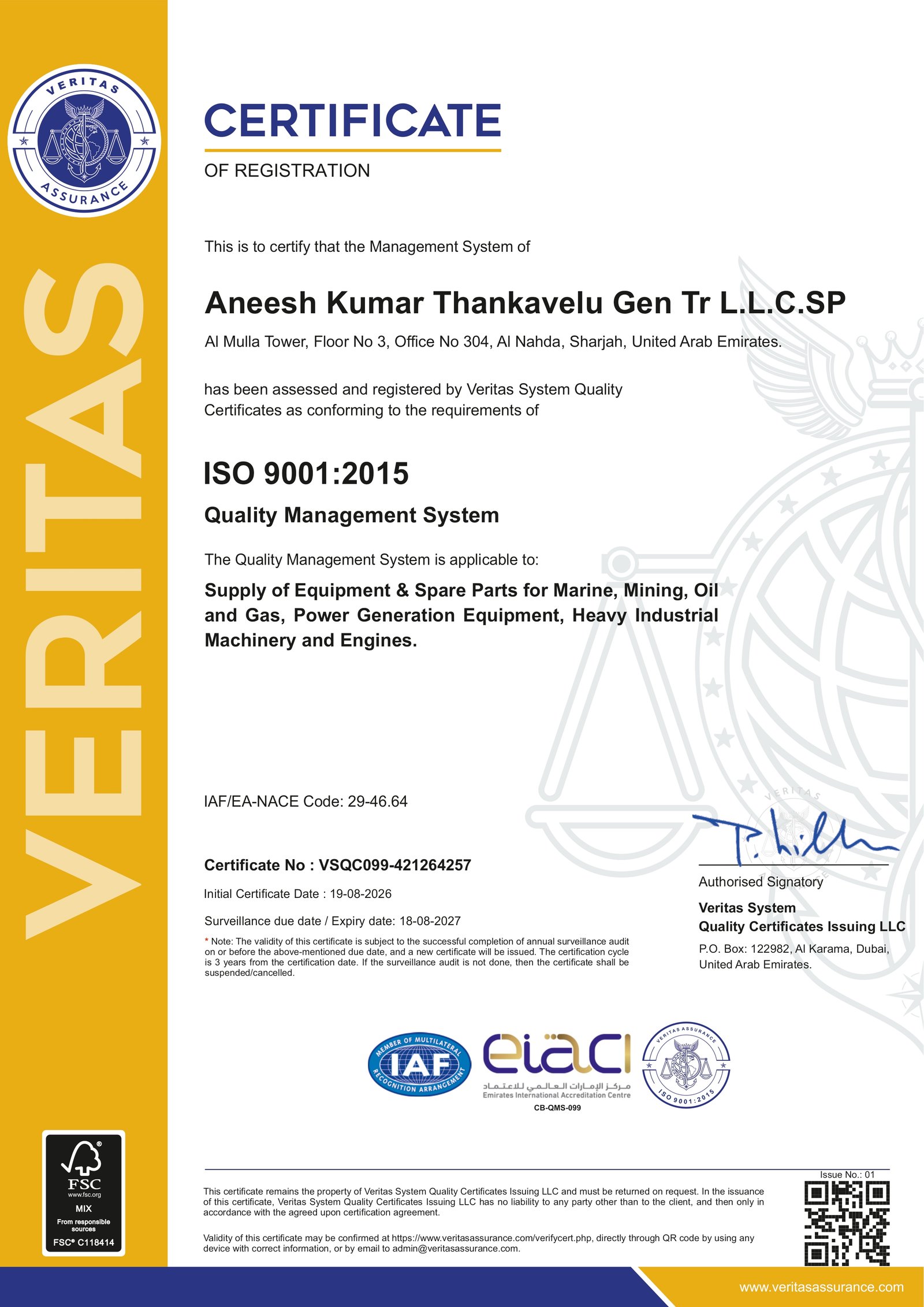 ISO 9001:2015 Certificate